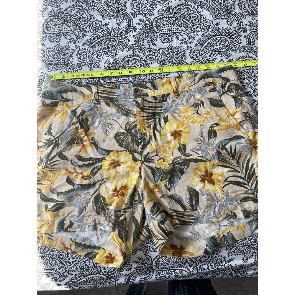 Old Navy‎ Shorts Womens 16 Linen Floral Everyday Mid Rise Casual Resort Hawaiian